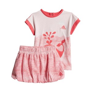Adidas Summer Fun Set I Βρεφικο Σετ Ρουχων Λευκο - Ροζ