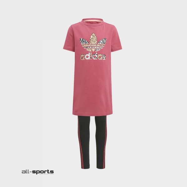 Adidas Originals Graphic Print Dress Set Ροζ - Μαυρο