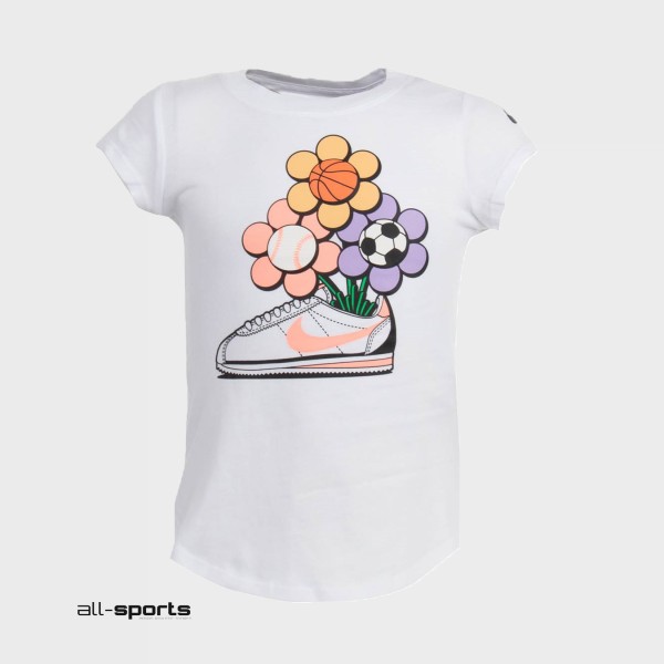 Nike Sportswear Cortez Flower Crew Παιδικη Μπλουζα Λευκη