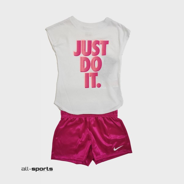 Nike Sportswear Just Do It Girls Set Λευκο - Ροζ