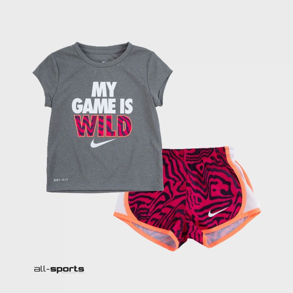 Nike Girls' Dri-FIT Wild T-shirt and Tempo Shorts Set Πολυχρωμο