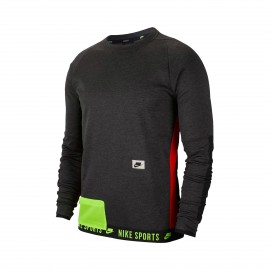 Nike Therma Crew Training Ανδρικη Μπλουζα Ανθρακι - Πορτοκαλι