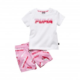 Puma Minicars Βρεφικο Σετ Ρουχων Λευκο - Ροζ