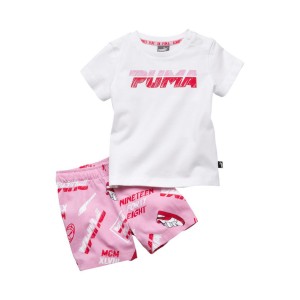 Puma Minicars Βρεφικο Σετ Ρουχων Λευκο - Ροζ